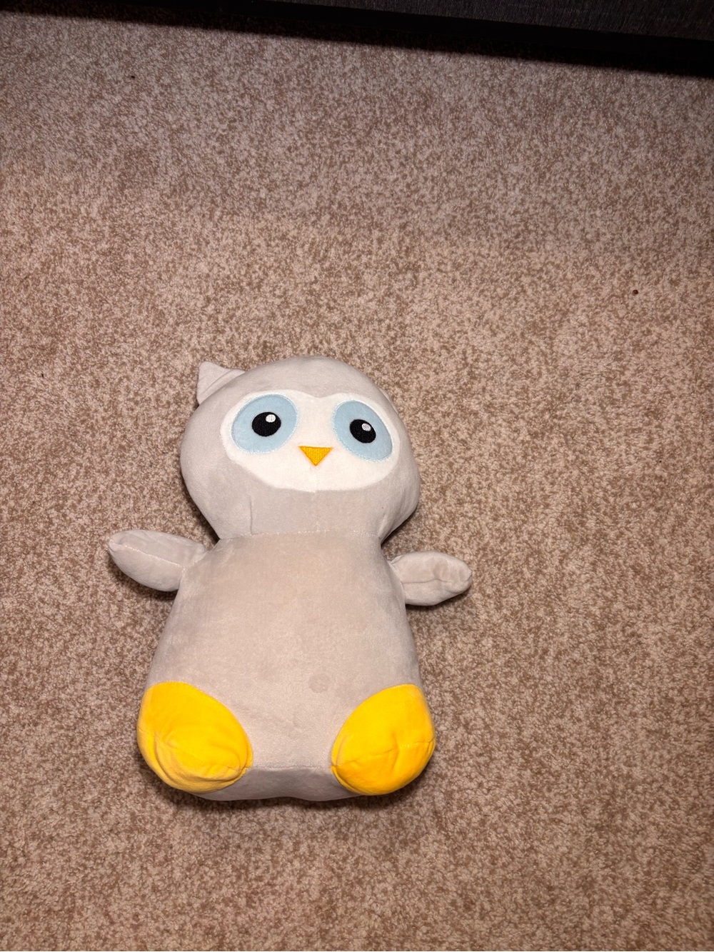 Plush Grey and Yellow Owl Pet Toy - Soft Bird Plush